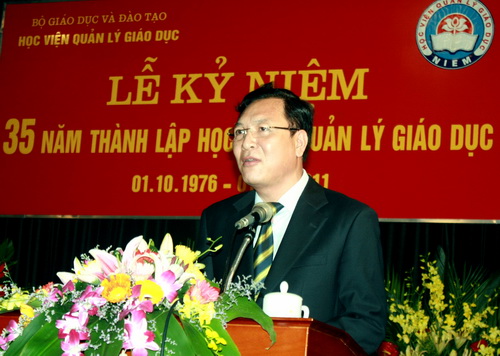 Bộ trưởng Phạm Vũ Luận phát biểu tại buổi lễ. Ảnh, gdtd.vn  
