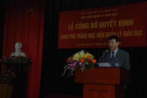 GS.TSKH Nguyễn Mạnh Hùng PGĐ phụ trách 888B19 phiên bản mới QLGD phát biểu nhận nhiệm vụ